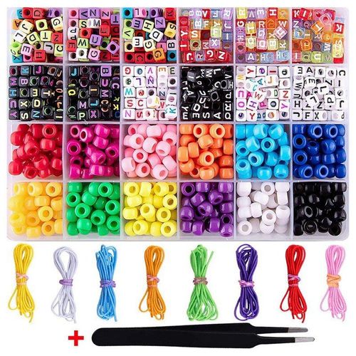 Boîte De Perles En Acrylique, 1000 Pièces/Boîte, Accessoires De Perles En Forme De Tonneau, 8 Couleurs, Ligne Élastique, Matériel De Bricolage Pour Bracelet