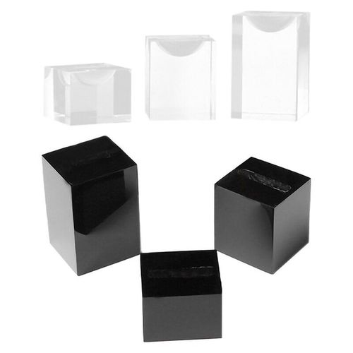 6x Support Carré En Acrylique Pour Bijoux, Présentoir Pour Bagues, Accessoires De Photographie, Cosmétiques, Noir Et Transparent