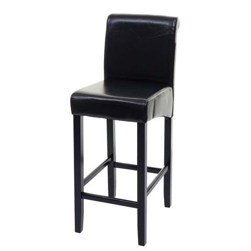 Tabouret De Bar Hwc-C33, Tabouret De Comptoir, Bois   Brun, Pieds Foncés, Cuir