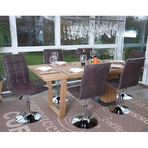6x Chaise De Salle À Manger Hwc-C41, Fauteuil, Tissu   Vintage Marron Foncé