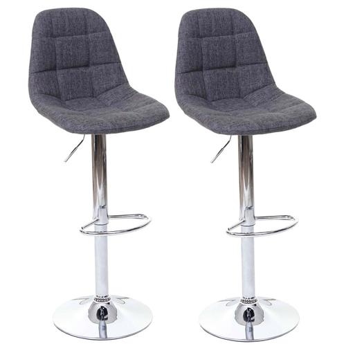 2x Tabouret De Bar Hwc-A67, Chaise De Bar / Comptoir   Gris, Tissu