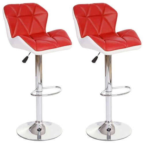 2x Tabouret De Bar Hamilton, Chaise De Comptoir, Bois, Similicuir, Rotatif   Rouge