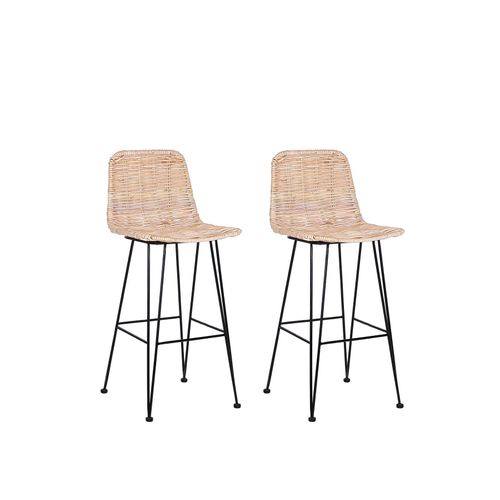 Rotin Tabouret De Bar Set De 2 Naturel Cassita