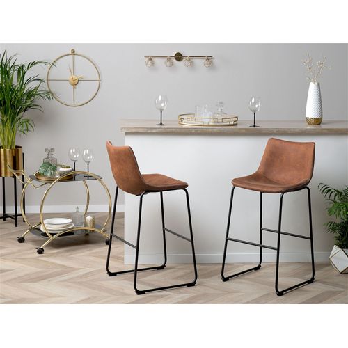 Lot De 2 Chaises De Bar Franks Marron Doré
