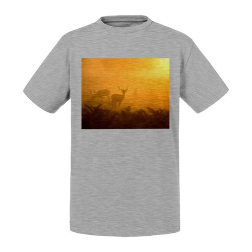 T-Shirt Enfant Cerf Chevreuil Biche Dans L'aube Foret Matin