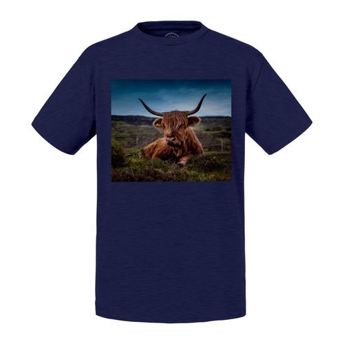T-Shirt Enfant Taureau Highland Magnifique Animal Vie Sauvage Photo Nature