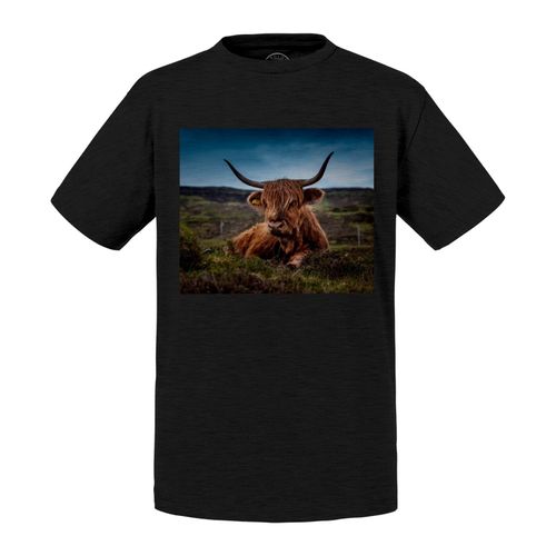 T-Shirt Enfant Taureau Highland Magnifique Animal Vie Sauvage Photo Nature
