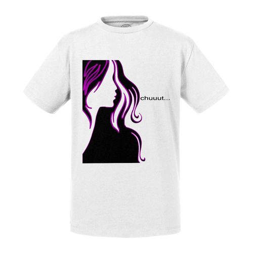 T-Shirt Enfant Dessin Femme Cheveux Longs Noir Violet Chuuut