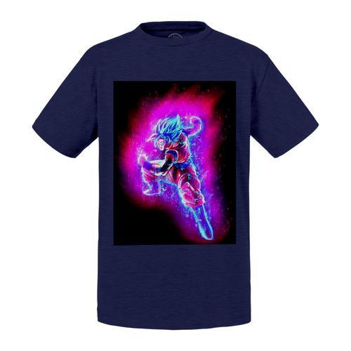 T-Shirt Enfant Dragon Ball Son Goku Adulte Super Saiyan Cheveux Bleus Aura Rose Anime Manga Japon