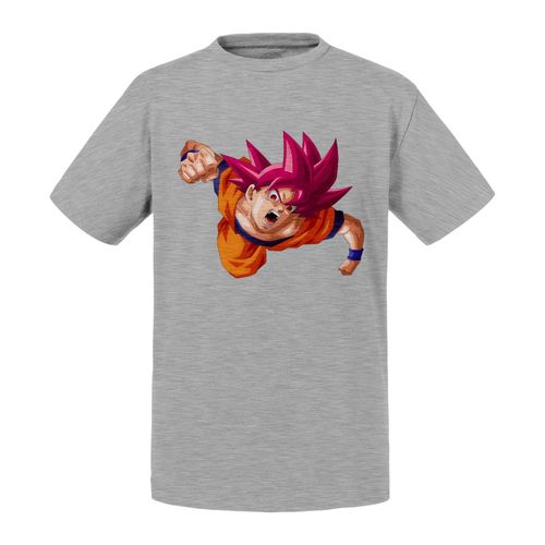 T-Shirt Enfant Dragon Ball Super Son Goku Super Saiyan Dieu Rouge Attaque Anime Manga Japon