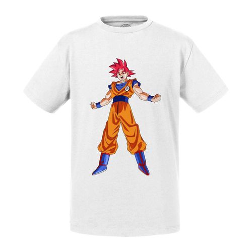 T-Shirt Enfant Dragon Ball Super Son Goku Super Saiyan Dieu Rouge S'énerve Anime Manga Japon