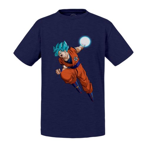T-Shirt Enfant Dragon Ball Super Son Goku Cheveux Bleus Attaque Kameha Anime Manga Japon