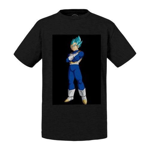 T-Shirt Enfant Dragon Ball Super Vegeta Super Saiyan Cheveux Bleus Sur Fond Noir Anime Manga Japon