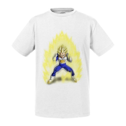 T-Shirt Enfant Dragon Ball Super Vegeta Super Saiyan Cheveux Blond Aura De Puissance Anime Manga Japon