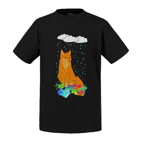 T-Shirt Enfant Renard A L'affut Dessin Pluie Multicolor