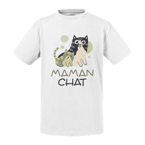 T-Shirt Enfant Maman Chat Et Son Chaton Dessin Illustration Bebe