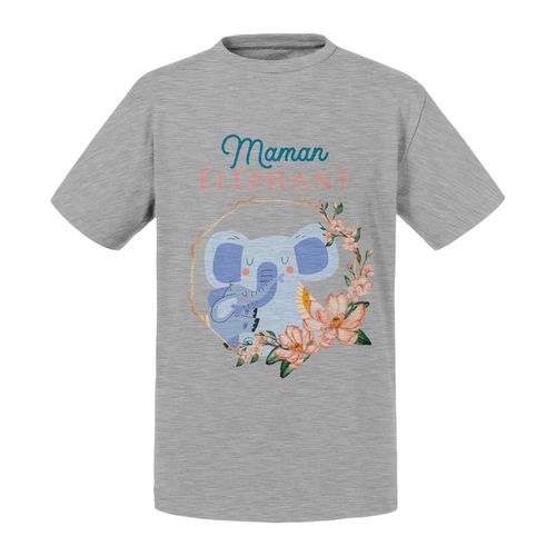 T-Shirt Enfant Maman Éléphant Et Son Bébé Dessin Illustration