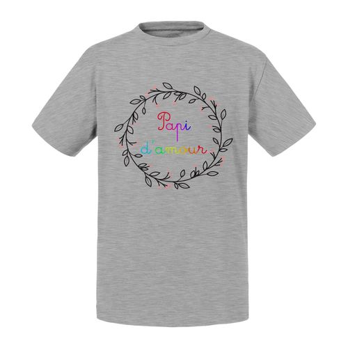 T-Shirt Enfant Papi D'amour Grand Pere Frise De Fleur Multicolor