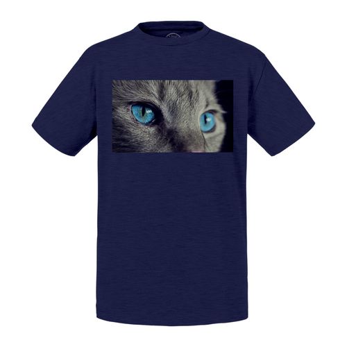 T-Shirt Enfant Chat Gris Korat Magnifiques Yeux Bleu Turquoise Gros Plan