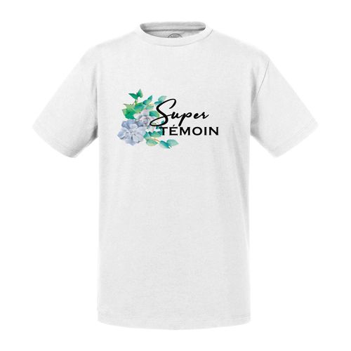 T-Shirt Enfant Super Témoin Mariage Mariée Fleurs Bleues