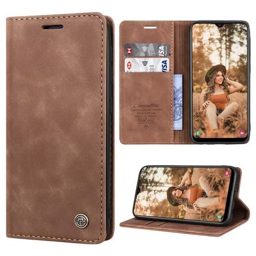 Coque Samsung S10, Etui Samsung S10, Étui Housse Coque Pour Samsung S10 Antichoc, Portefeuille Etui En Cuir Pu Premium Housse Pour Samsung Galaxy S10(Marron)