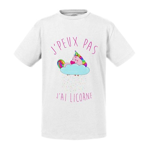 T-Shirt Enfant J'peux Pas J'ai Licorne Humour Dessin Licorne Qui Dort Sur Nuage Qui Pleut Des Gouttes Arc-En-Ciel