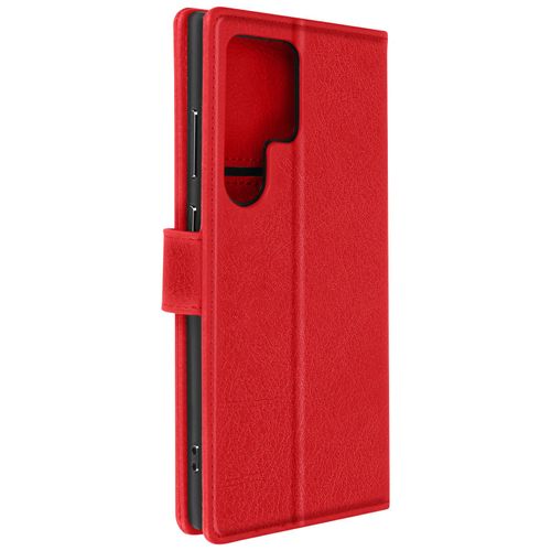 Étui Pour Samsung Galaxy S24 Ultra Portefeuille Et Support Vidéo Rouge