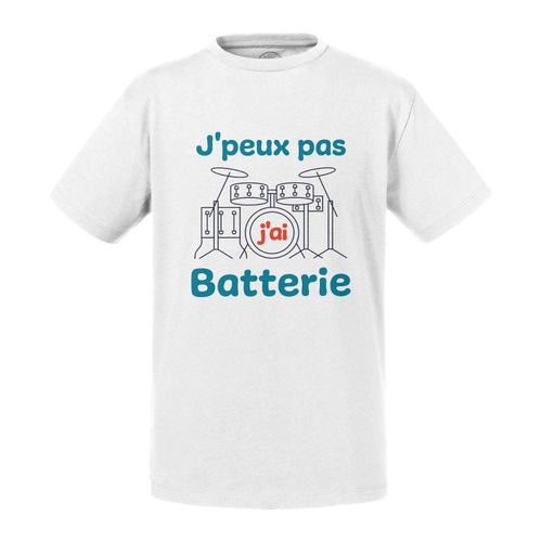 T-Shirt Enfant J'peux Pas J'ai Batterie Rock Instrument Musique