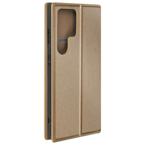 Étui Pour Galaxy S24 Ultra Porte-Carte Support Vidéo Clapet Magnétique Dorée