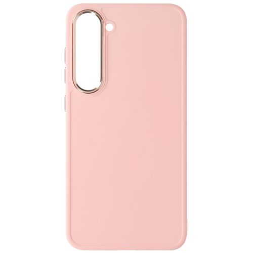 Coque Pour Samsung Galaxy S23 Plus Rigide Contour Caméra Métallisé Rose Poudré