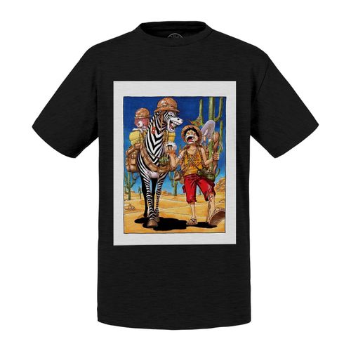 T-Shirt Enfant One Piece Luffy Zebra Manga Anime Peinture