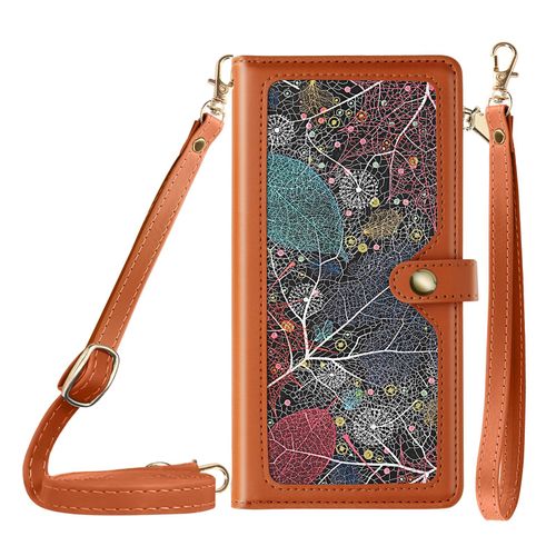 Étui Pour Samsung S24 Fleur Multi Rangement Marron Clair