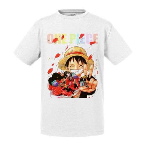 T-Shirt Enfant Luffy Chapeau De Paille Romantique Manga One Piece