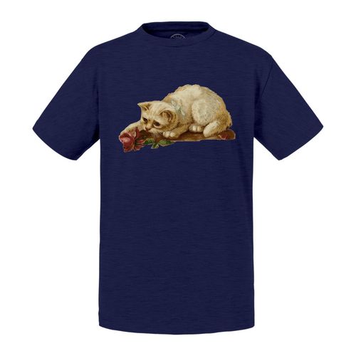 T-Shirt Enfant Peinture Chat Blanc A Poils Longs Fleur Persan Mignon Art