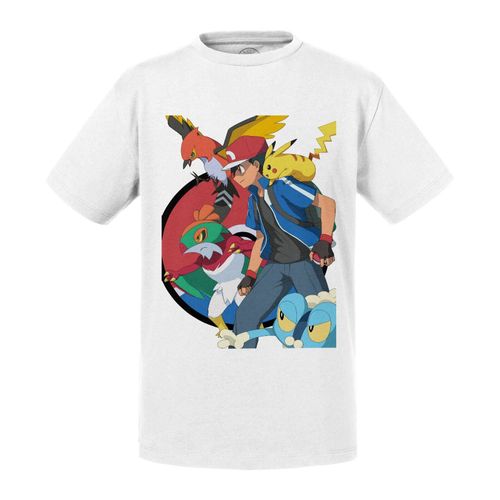 T-Shirt Enfant Pokemon Pikachu Sacha Dresseur Jeux Video Manga
