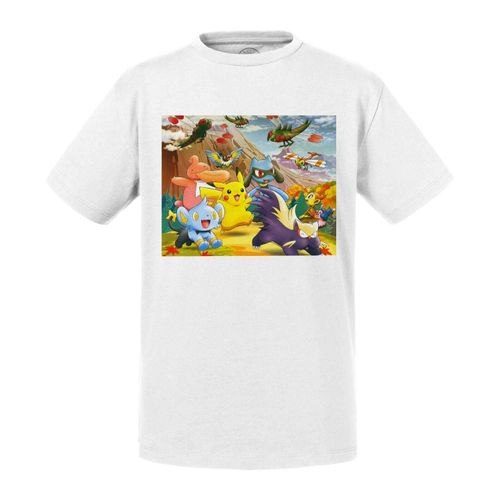 T-Shirt Enfant Pokemon A La Montagne Volcan Anime Jeux Vidéo