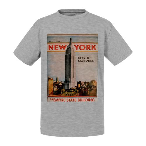 T-Shirt Enfant New York Empire State Building City Of Marvels Vieille Affiche Rétro Poster Vintage