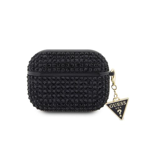 Coque pour Airpods Pro 4G Diamond avec Charm Triangle Scintillant Ornée de Strass GuessNoir