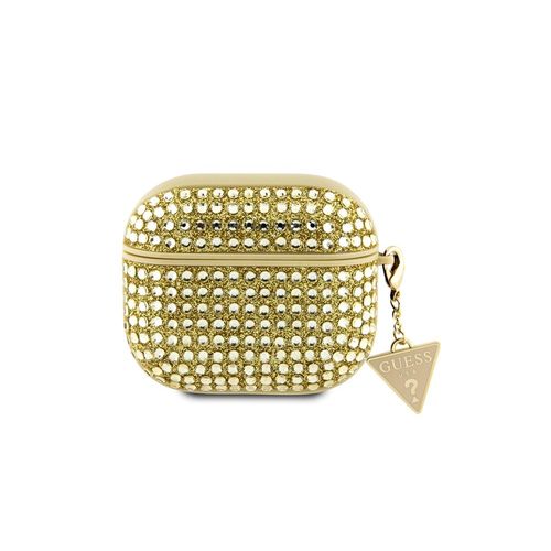 Coque pour Airpods 3 4G Diamond avec Charm Triangle Scintillant Ornée de Strass GuessDorée