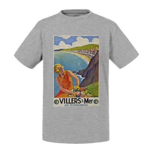 T-Shirt Enfant Villers Sur Mer Normandie Affiche Poster Vintage Voyage Art Deco 30's