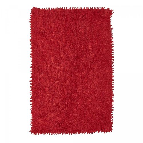 Tapis de salle de bain Fait main SPAGHETTI Rouge 60x110 en coton