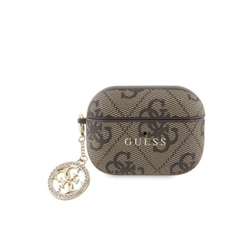 Coque pour Airpods Pro 2 4G Script avec Charm Scintillant Ornée de Strass GuessMarron