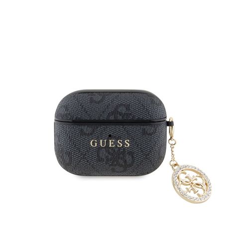Coque pour Airpods Pro 4G Script avec Charm Scintillant Ornée de Strass GuessNoir