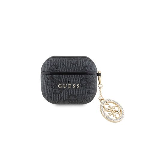 Coque pour Airpods 3 4G Script avec Charm Scintillant Ornée de Strass GuessNoir