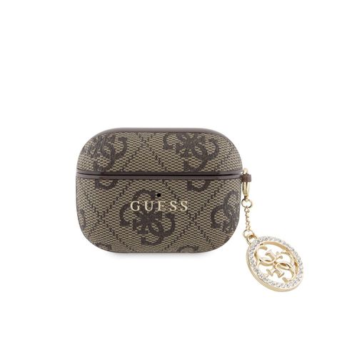 Coque pour Airpods Pro 4G Script avec Charm Scintillant Ornée de Strass GuessMarron