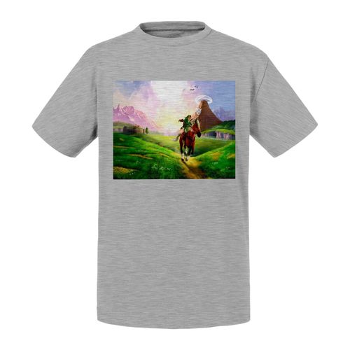 T-Shirt Enfant Zelda Plaine Hyrule A Cheval Jeux Video