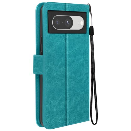 Étui Pour Google Pixel 8 Portefeuille Fonction Support Avec Dragonne Mayaxess Turquoise