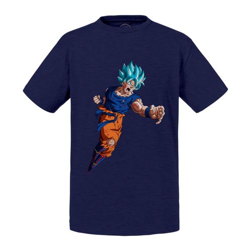 T-Shirt Enfant Dragon Ball Super Son Goku Super Saiyan Attaque Cheveux Bleus Anime Manga Japon