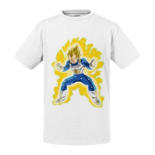 T-Shirt Enfant Dragon Ball Super Vegeta Super Saiyan Cheveux Blond S'énerve Aura De Puissance Anime Manga Japon