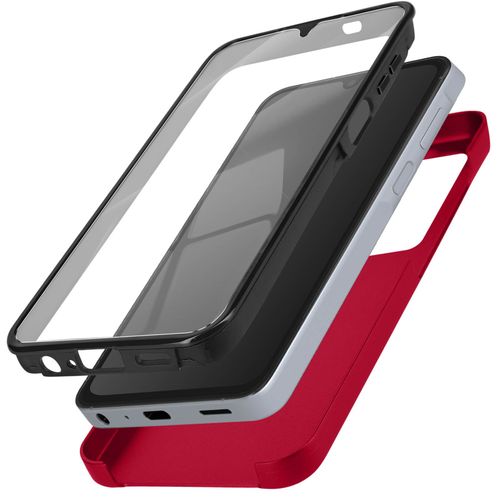 Coque Intégrale Pour Samsung A25 Rigide Et Avant Souple Tactile Rouge